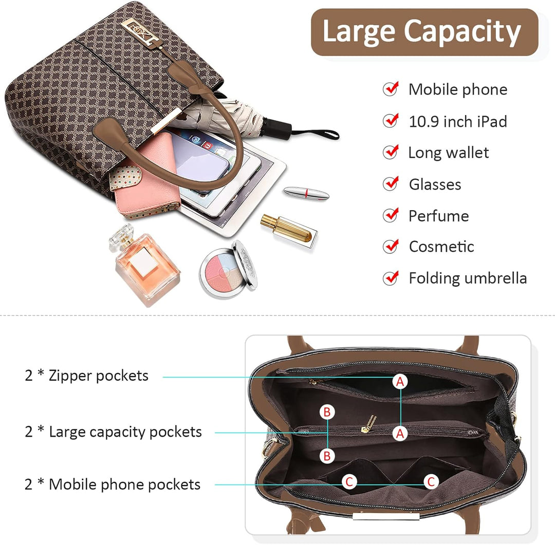 DIRRONA Retro Damen Handtasche Klassischer Druck Umhängetasche Elegant Schultertasche Lässig Crossbo