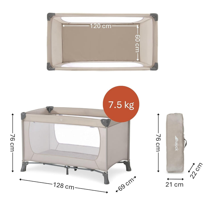Hauck Reisebett Dream N Play 120 x 60 cm, für Babys und Kinder ab Geburt bis 15 kg, Leicht, Kompakt