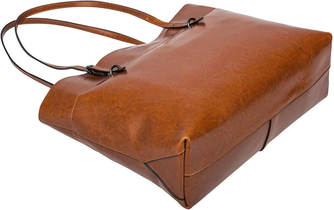 S-ZONE Damen Handtasche Rindspalt Leder Schultertasche Umhängetasche Grosse Shopper Tote Beutel Dunk