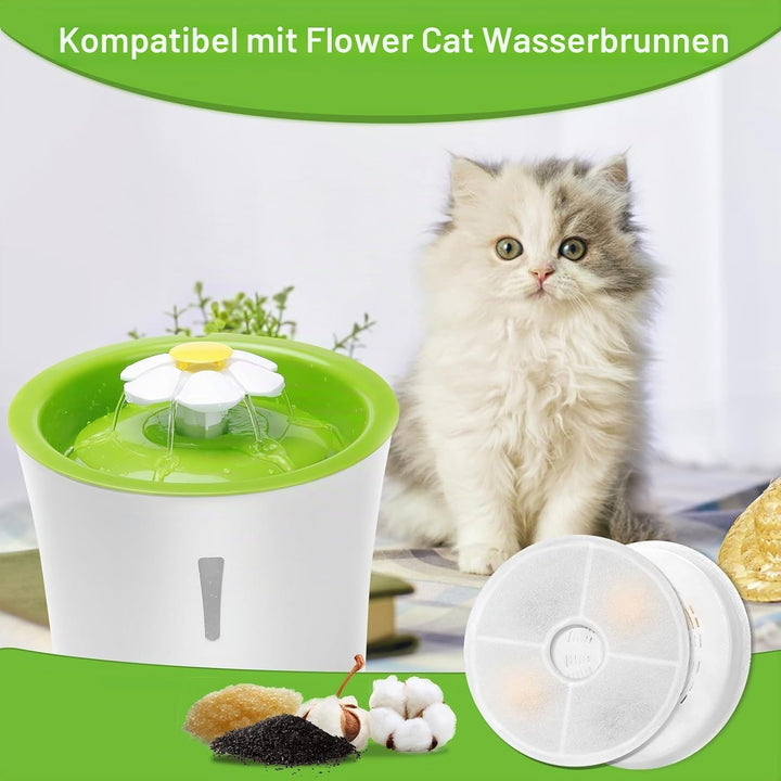 8 Stück Katzenbrunnen Filter, Ersatzfilter für Cat Water Fountain Filter Katzenbrunnen Filter und Ak