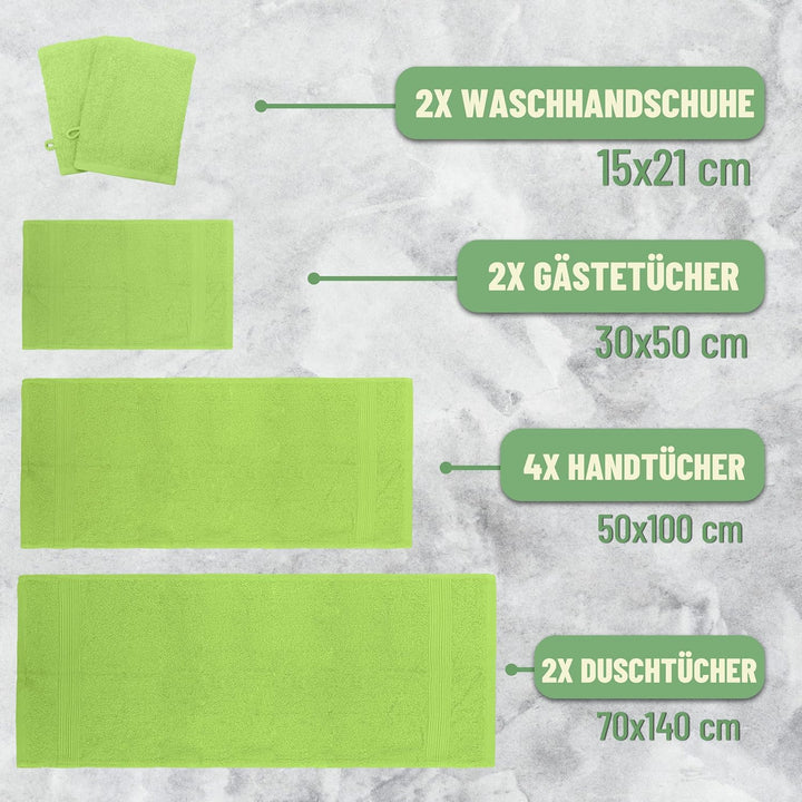 GREEN MARK Textilien 10 TLG. FROTTIER Handtuch-Set mit verschiedenen Grössen 4X Handtücher, 2X Dusch