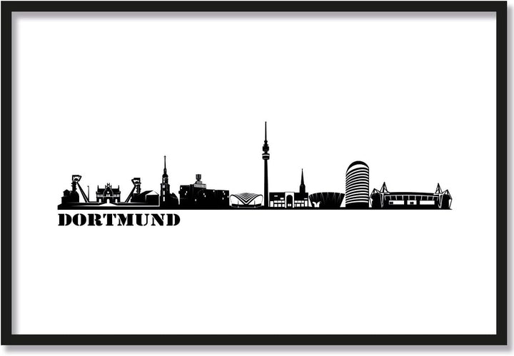 JUNIWORDS Poster mit/ohne Holzrahmen, Wähle ein Motiv, Skyline Dortmund, Wähle eine Grösse, 30 x 40