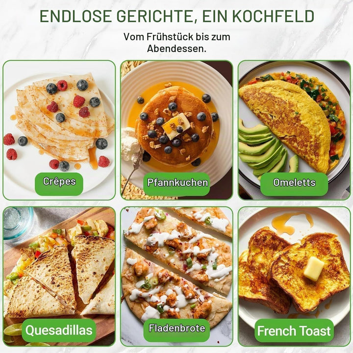 NutriChef Crepes Maker 30 cm mit Abnehmbarer Wendeplatte - Antihaft Oberfläche, LED Anzeige und Temp