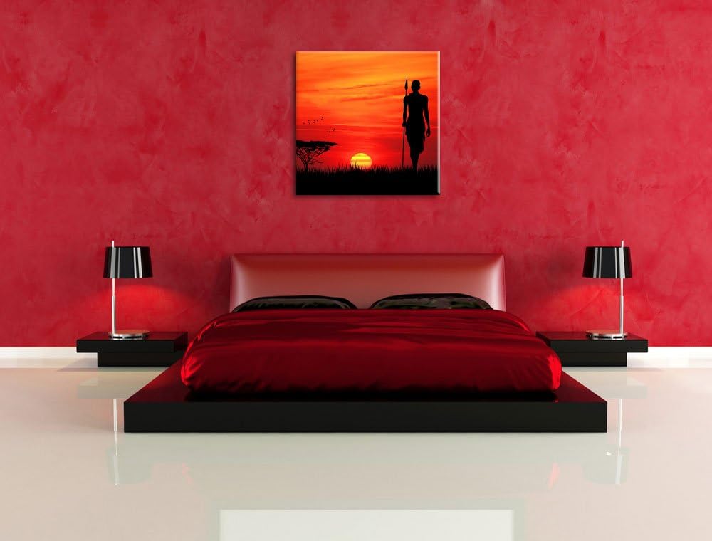 Roter Sonnenuntergang in Afrika, Format: 70x70 auf Leinwand, 70x70