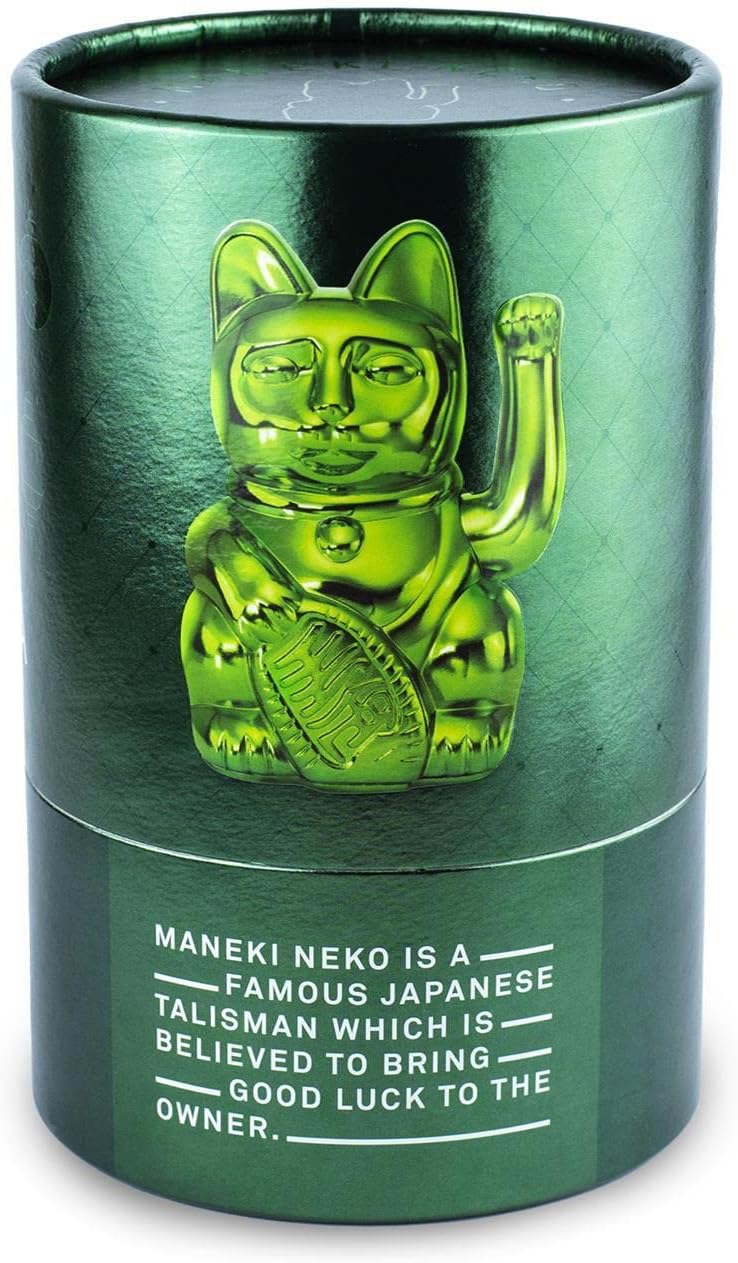 DONKEY Lucky Cat Festive Edition | Shiny Green - Grün glänzende Winkekatze mit der Bedeutung Besinnl