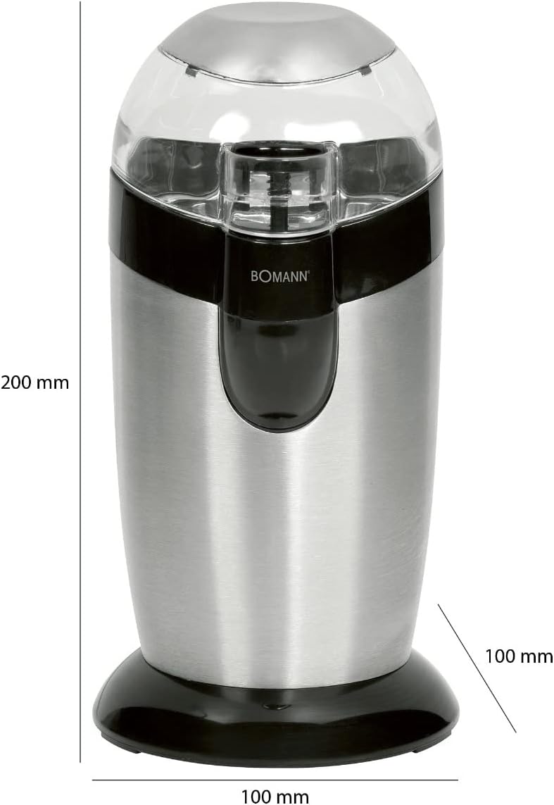 Bomann elektrische Kaffeemühle, Kaffeemühle mit Edelstahlschlagmesser, Fassungsvermögen 40 g, 120-Wa