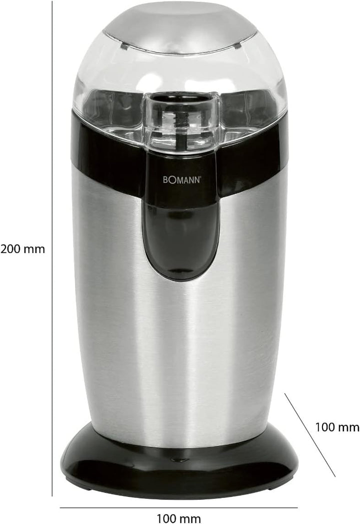 Bomann elektrische Kaffeemühle, Kaffeemühle mit Edelstahlschlagmesser, Fassungsvermögen 40 g, 120-Wa