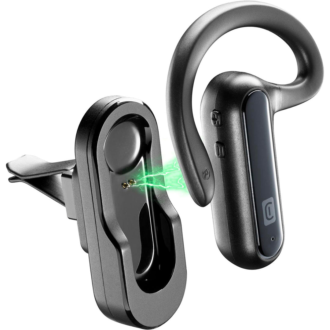 cellularline | CAR Flat | Mono-Bluetooth-Headset mit Autohalterung durch Belüftungsöffnungen oder Kl