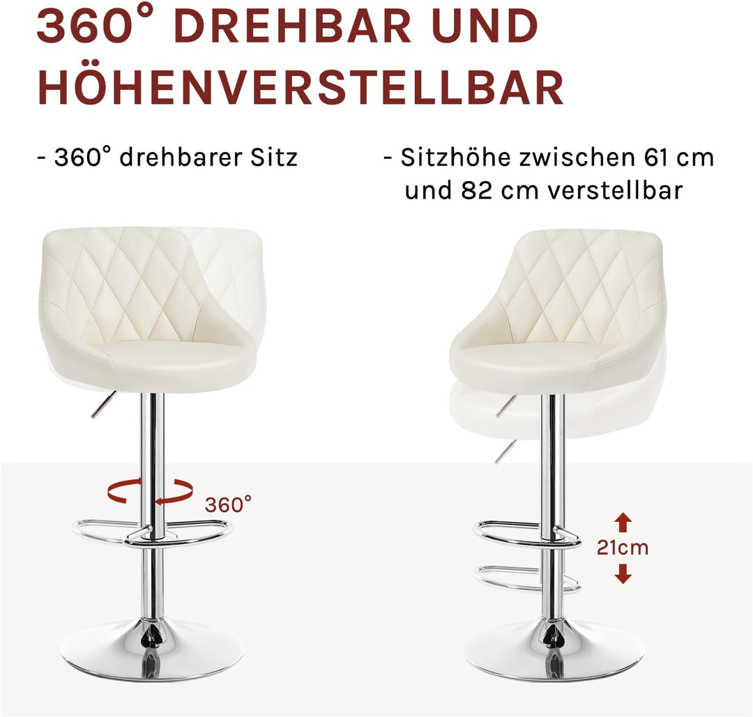 WOLTU 4er Set Barhocker Bistrohocker Tresenhocker Barstuhl Höhenverstellbar, Drehbar, Sitzfläche aus
