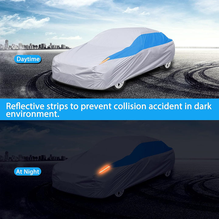 FSGRICH Abdeckung für Auto, wasserdicht, UV-beständig, staubdicht, Kratzfest, Schnee im Freien…, Sil