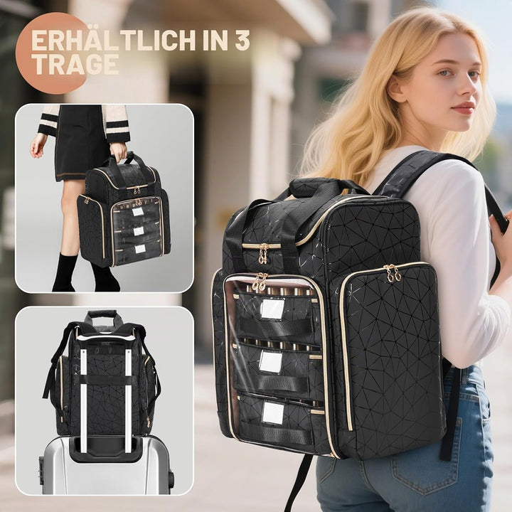 Uross Nagellack Organizer für 126 Nagellackflaschen und 1 LED-Nagellampe, Nagellack Aufbewahrung Tas