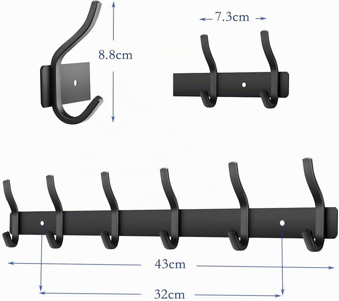 Garderobenhaken Edelstahl, Hakenleiste Kleiderhaken Wand mit 6 Haken, Garderobe Garderobenleiste Wan