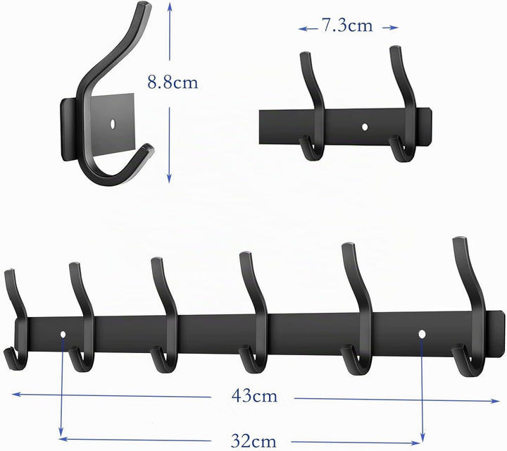 Garderobenhaken Edelstahl, Hakenleiste Kleiderhaken Wand mit 6 Haken, Garderobe Garderobenleiste Wan