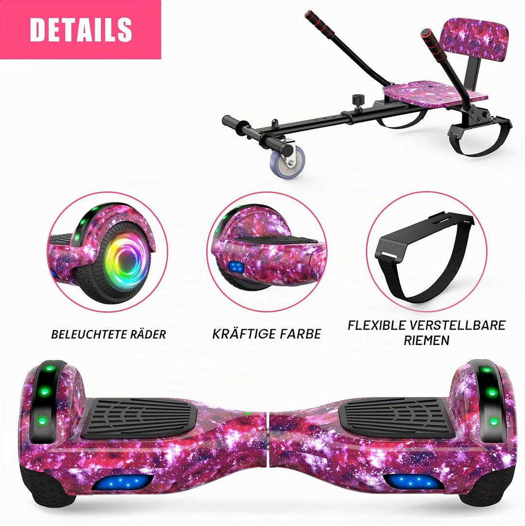 SISIGAD Hoverboard Kart Scooter für alle Gelände Self Balanciert 6,5 Zoll mit Bluetooth Lautsprecher