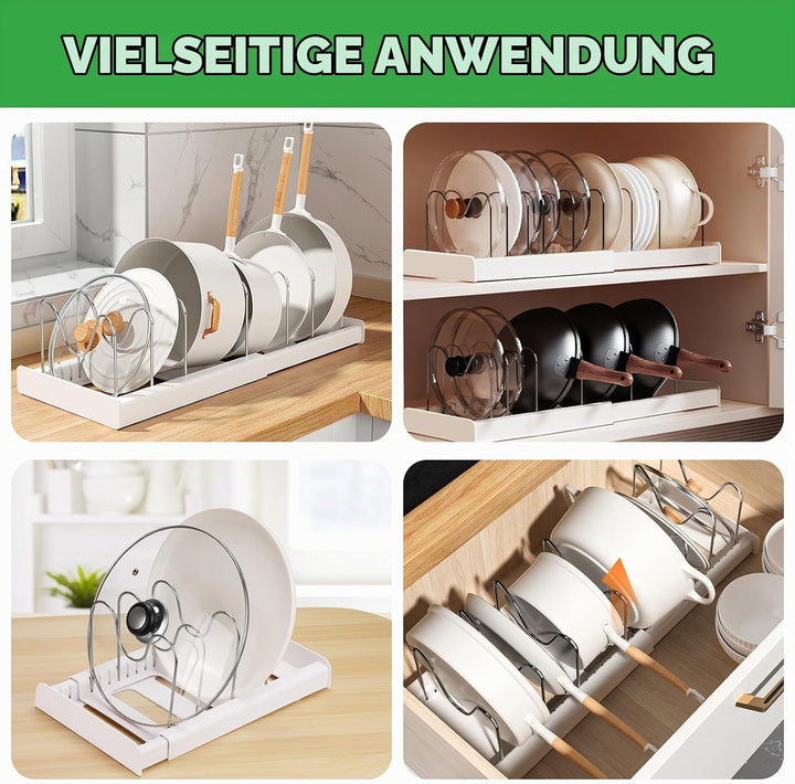 Topfdeckelhalter,Deckelhalter Küche,Erweiterbar Topfdeckel Organizer mit 10 Verstellbaren Fächern,Pf