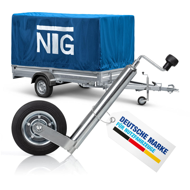 NTG Stützrad für Anhänger und Wohnwagen | Vollgummireifen | 150kg Stützlast | 46 bis 68 cm Höhe | Ve