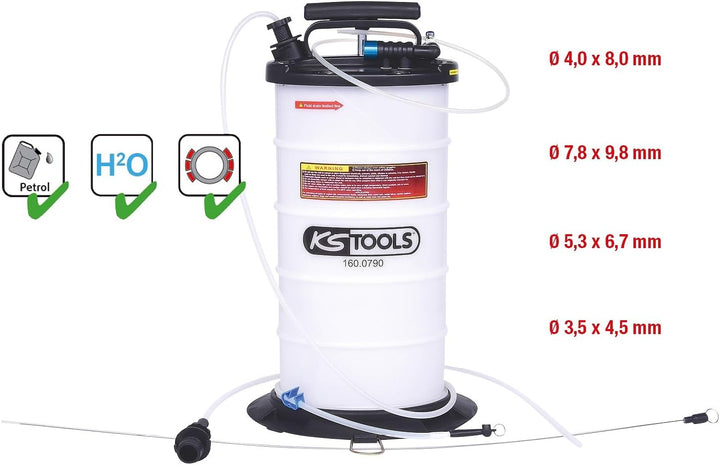 KS Tools 160.0790 Vakuum-Absaugpumpe 9,5 Liter inklusive 4 Sonden
