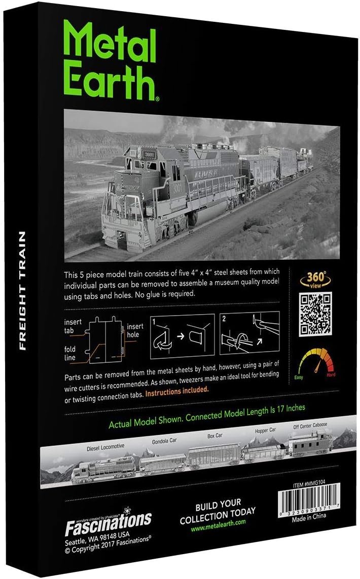 Metal Earth Fascinations Metallbausätze - Güterzug Freight Train, lasergeschnittener 3D-Konstruktion