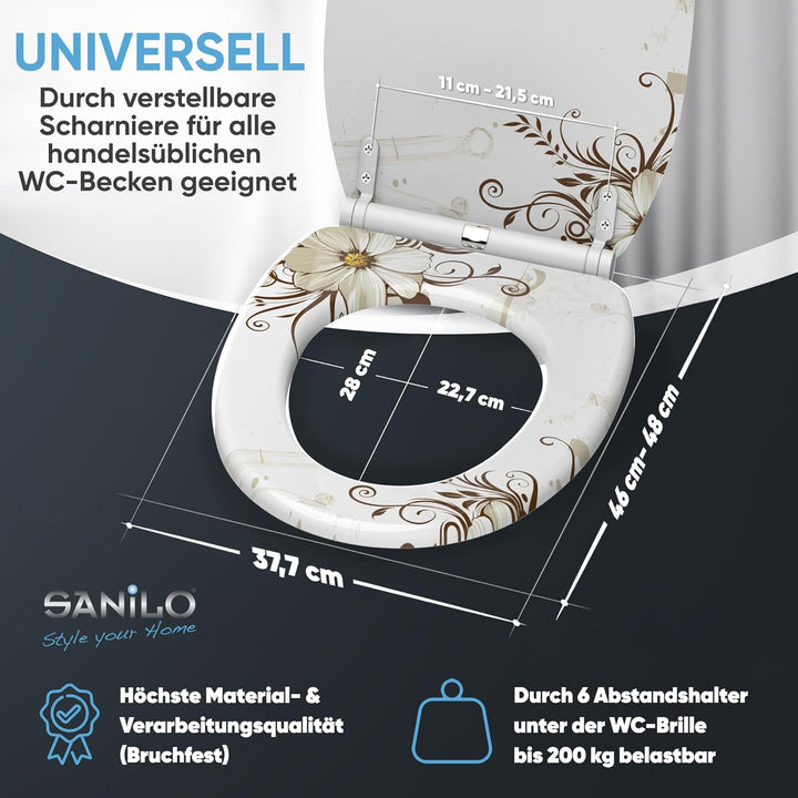 Sanilo WC-Sitz mit Absenkautomatik I Hochwertiger Toilettensitz aus Holz I Toilettendeckel in versch