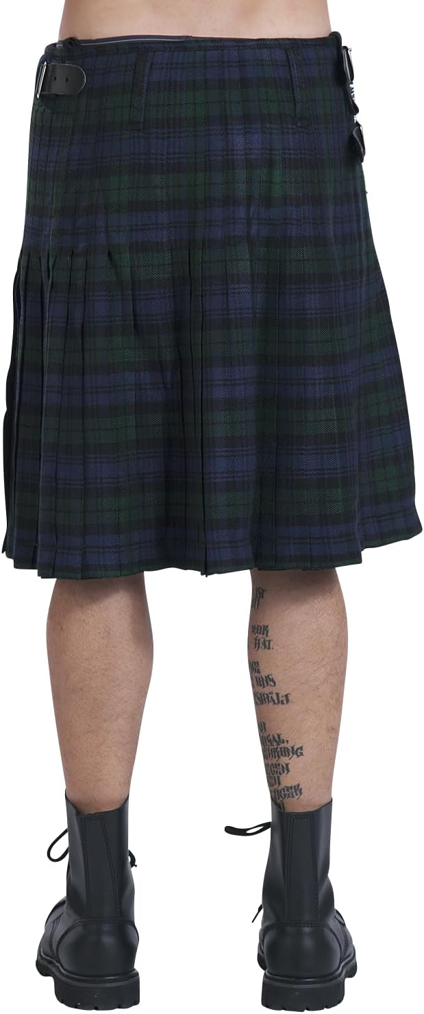 Black Premium by EMP Herren grün-blaues Kult Tartan Kilt grössenverstellbar L Grün/Blau, L Grün/Blau