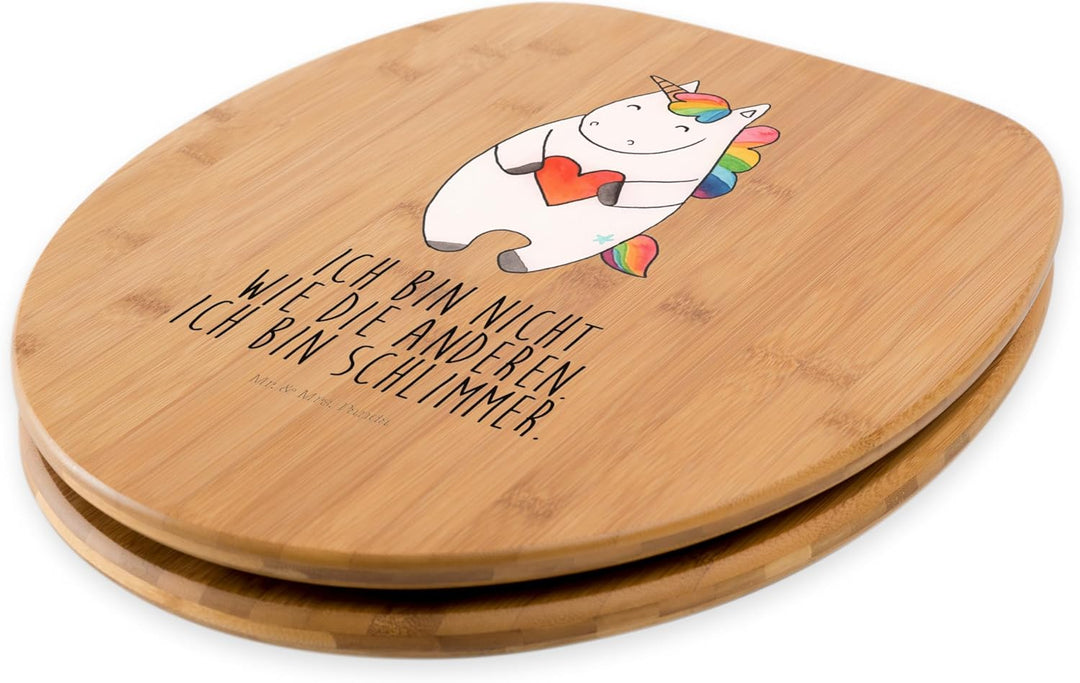 Mr. &amp; Mrs. Panda Motiv WC Sitz Einhorn Herz - Geschenk, bunt, WC-Sitz, Pegasus, Toilette, böse, Klod