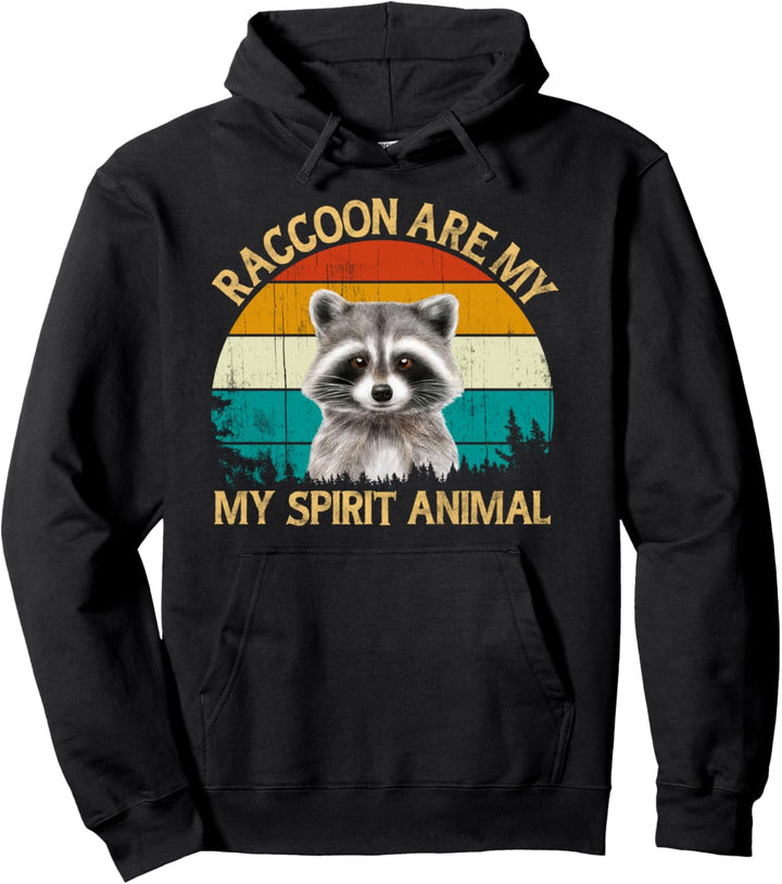 Vintage Retro Style Wild Animal Raccoon Are my Spirit Animal Pullover Hoodie