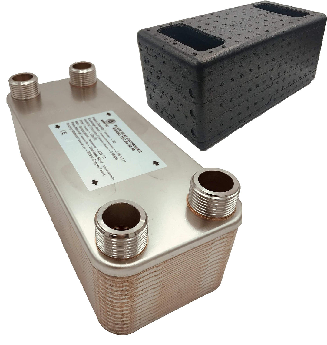 Nordic Tec Edelstahl Plattenwärmetauscher Ba-32-30 1” 30 Platten 175kW mit Isolierung