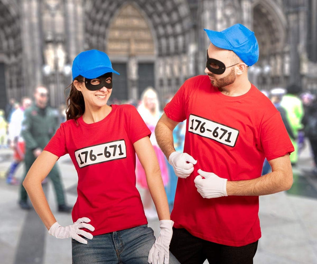 T-Shirt Herren Banditen Bande Verkleidung T Shirt Panzerknacker Kostüm Karneval Fasching Outfit JGA