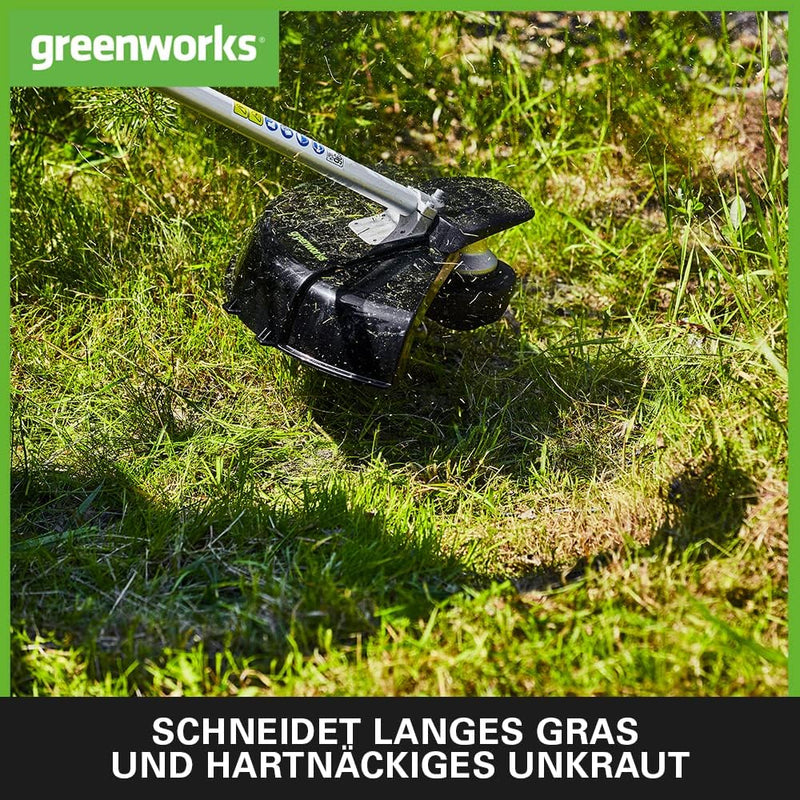 Greenworks GD40BCB Akku Freischneider mit bürstenlosem Motor, Geschirr, Motorradgriff, 40 cm Schnitt