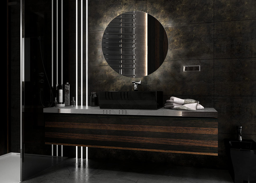 Badspiegeldesign - Badezimmerspiegel mit LED Beleuchtung l DEKOLED Durchmesser: 100 cm l Runder Wand