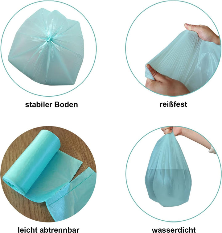 Biomüllbeutel 6L, 200 Stk., wasserdicht &amp; reissfest | biologisch abbaubare Müllbeutel, kompostfähig,