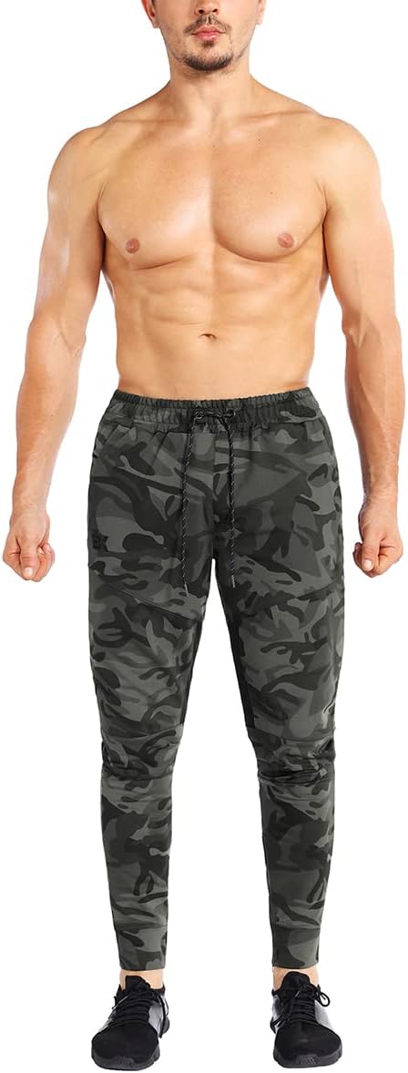 BROKIG Jogginghose Herren Baumwolle Sporthose Joggers Trainingshose Fitness Slim Fit Hose XXL Tarnfa