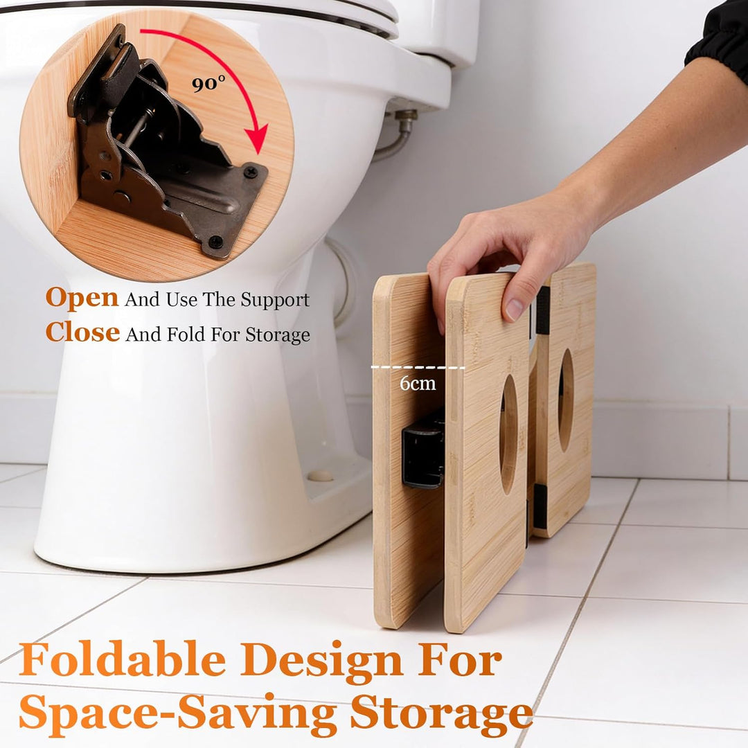 Bambus Toilettenhocker, Natürlicher Klappbar Badhocker, Ergonomischer WC Hocker für Badezimmer, Kloh