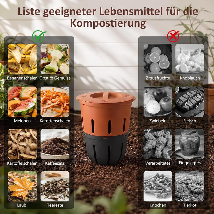 Silavo Wurmkomposter 12.5L, Komposter zum Eingraben (1er-Pack) Orange 1er Pack, Orange 1er Pack
