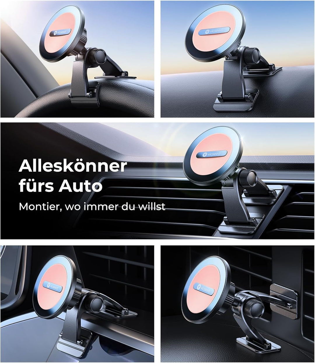VICSEED 2025 passend für Magsafe Autohalterung für Alle Autos Handyhalterung Auto Magnet [Starker Ma