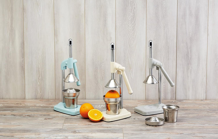 Living Nostalgia KitchenCraft – Zitruspresse mit manuellem Hebel, Aluminium- und Edelstahl-Kollektio