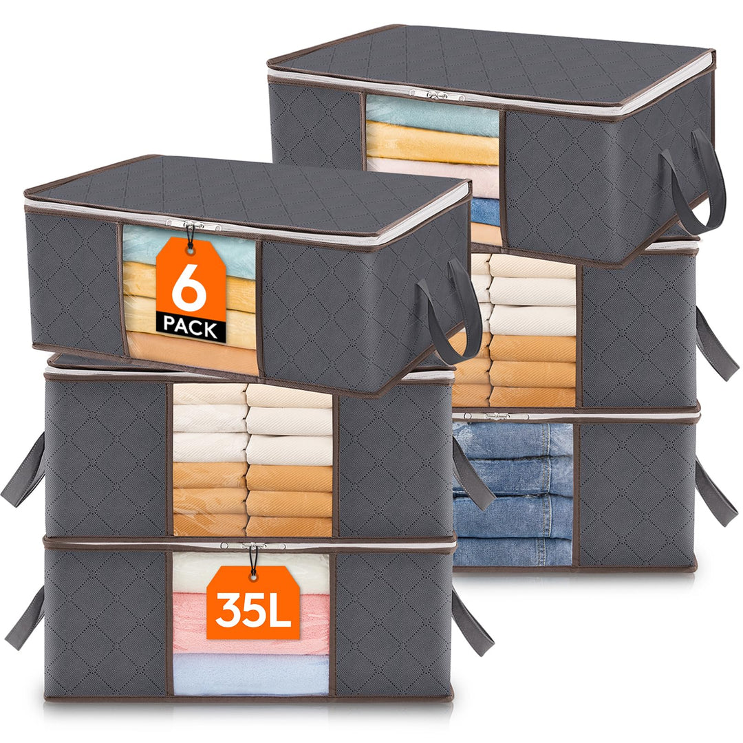 Lifewit 6 Stück 35L Aufbewahrungstasche, Unterbett Aufbewahrungsbox Kleideraufbewahrung, Faltbare Um