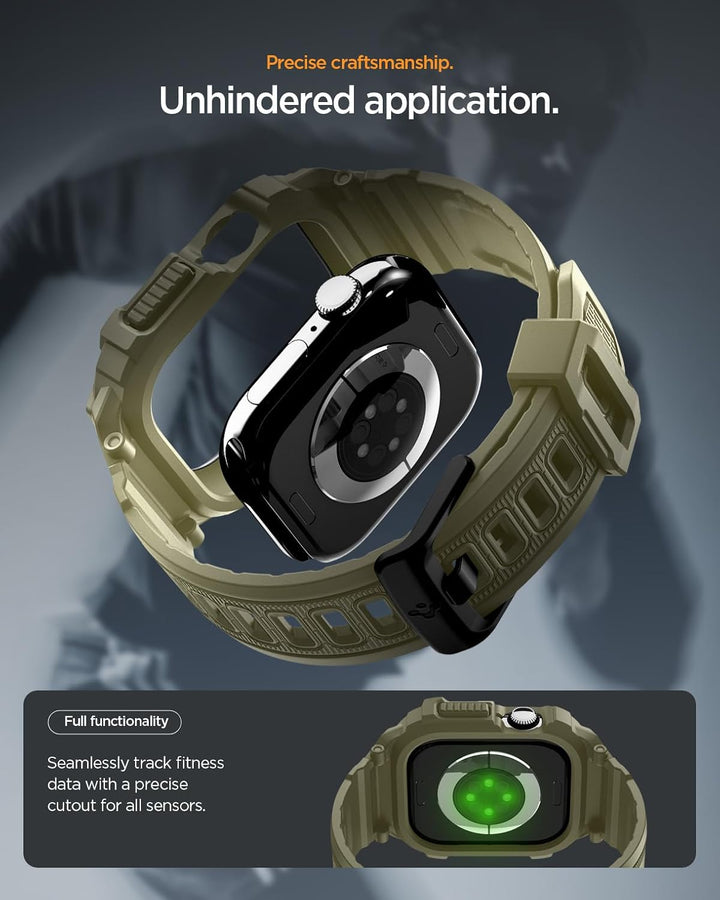 Spigen Rugged Armor Pro 2 Hülle mit Band für Apple Watch 11/10 46mm | TPU-Unibody-Hülle mit Armband,