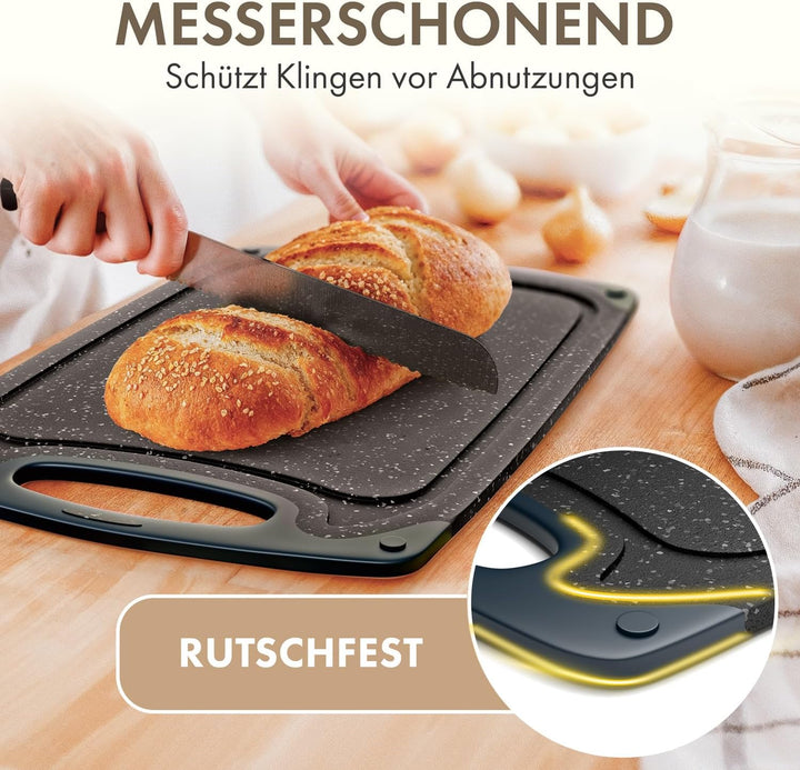 Blumtal Schneidebrett Set mit 3 Grössen (S/M/L) - Schneidebrett Kunststoff gross + Saftrillen & Grif