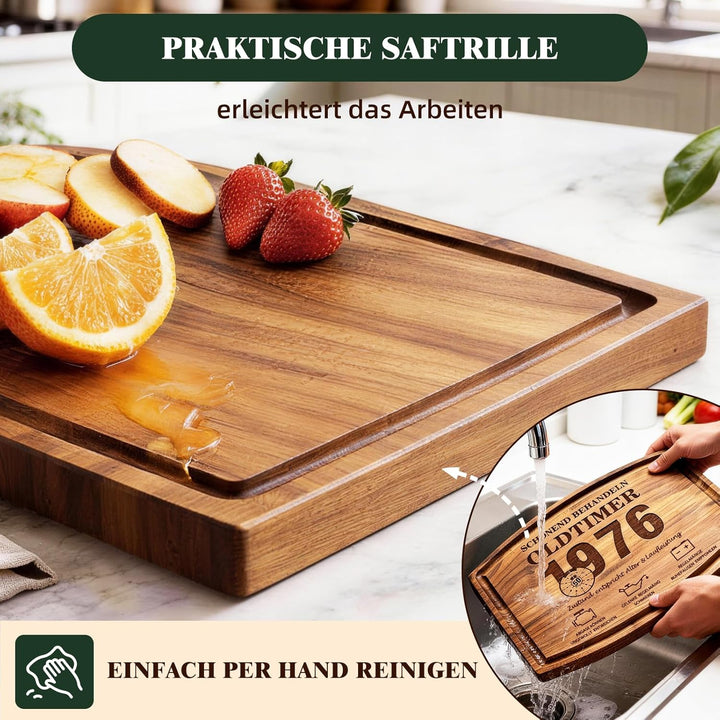 Originelle Geschenke 40. Geburtstag Mann - Schneidebrett aus Walnussholz mit Ständer - Praktisches G