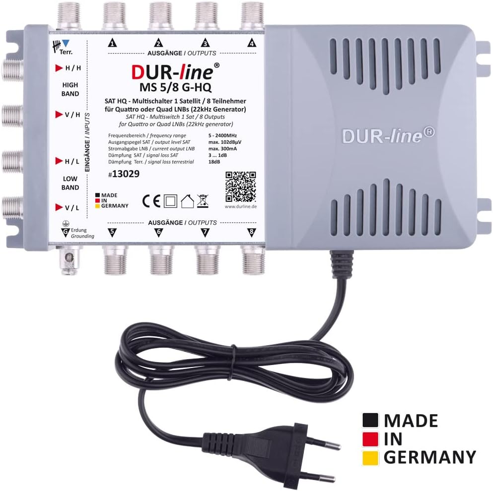 DUR-line MS 5/8 G-HQ - Multischalter - Made in Germany - SAT Multischalter für 8 Teilnehmer/TV - str
