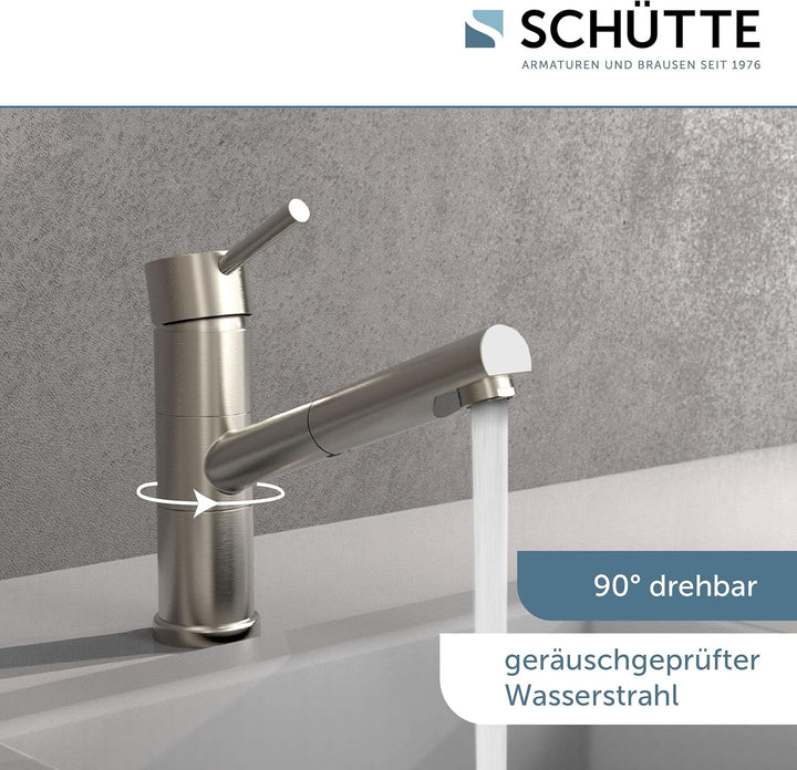 SCHÜTTE UNICORN Küchenarmatur mit ausziehbarer Geschirrbrause, Mischbatterie mit Einhebelmischer, Sp
