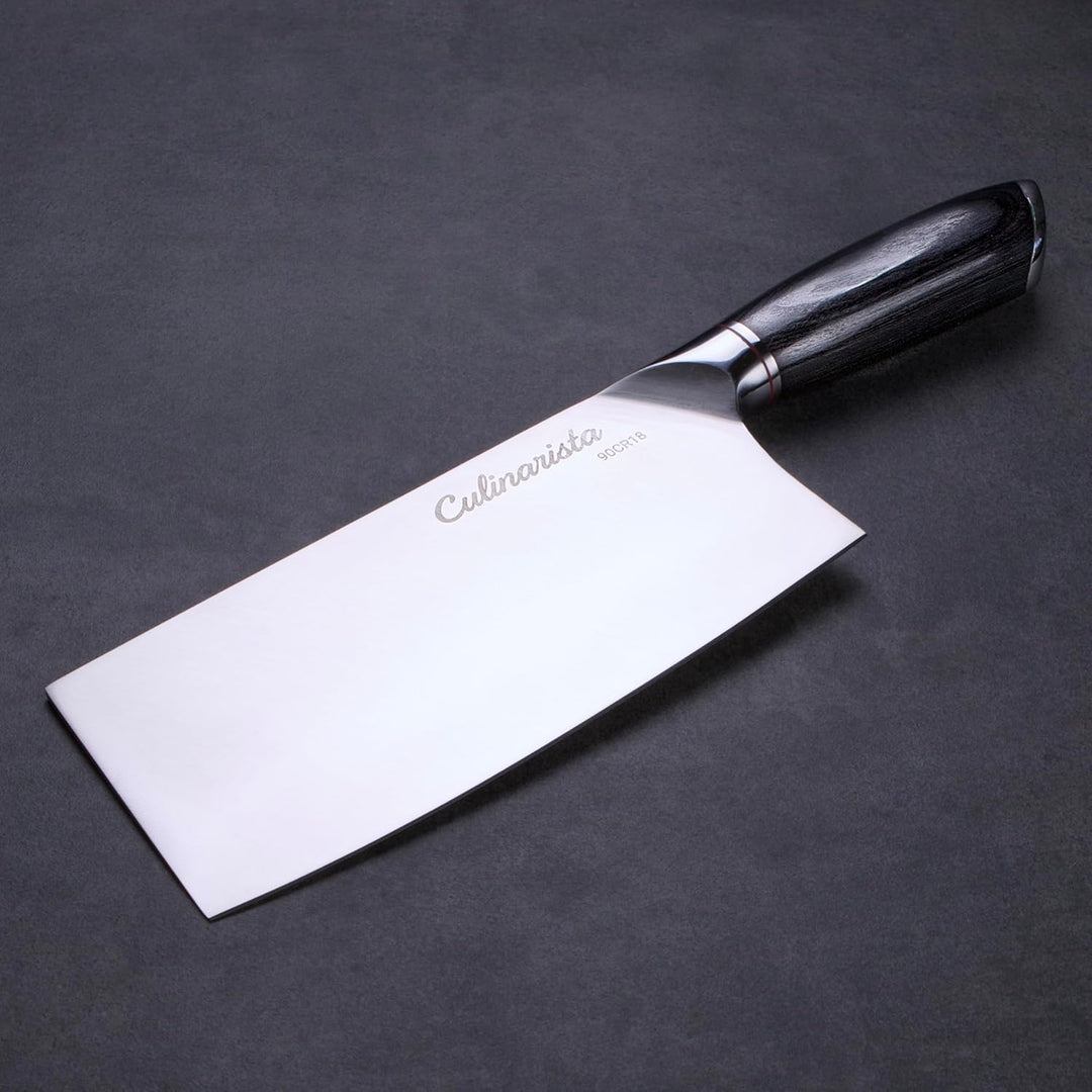 Cleaver – Hackmesser mit 18 cm Klinge aus Edelstahl, Ebenholzgriff, scharfes Profi Küchenmesser für