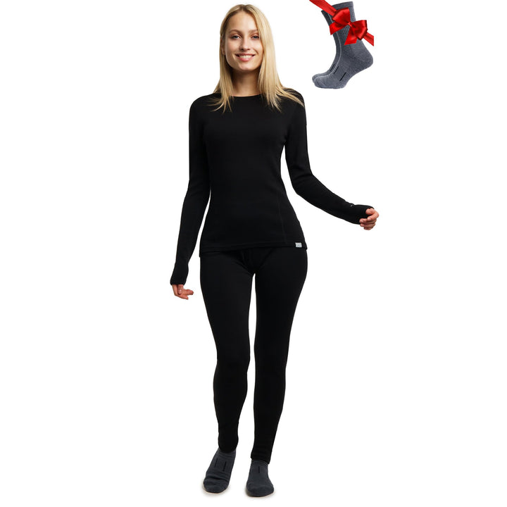Merino.tech 100% Merino Unterwäsche Damen Set - Leicht, Mittelgewicht, Funktionsunterwäsche Merinowo