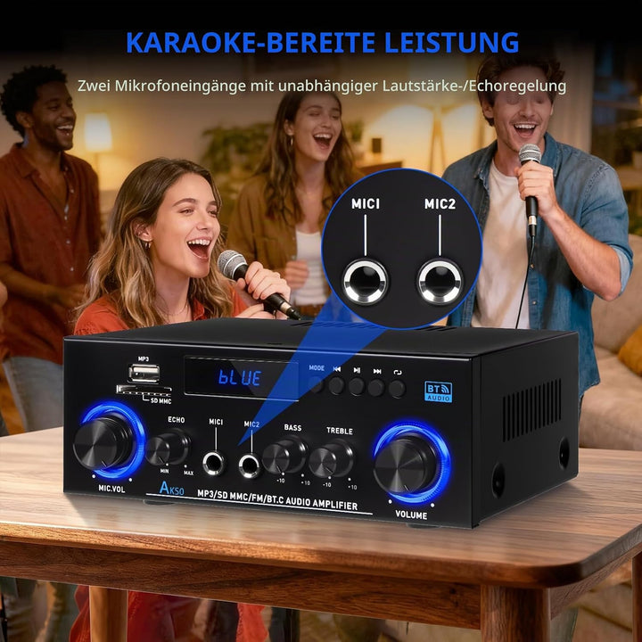 HiFi-Verstärker mit Bluetooth 5.3 Stereo 800 W