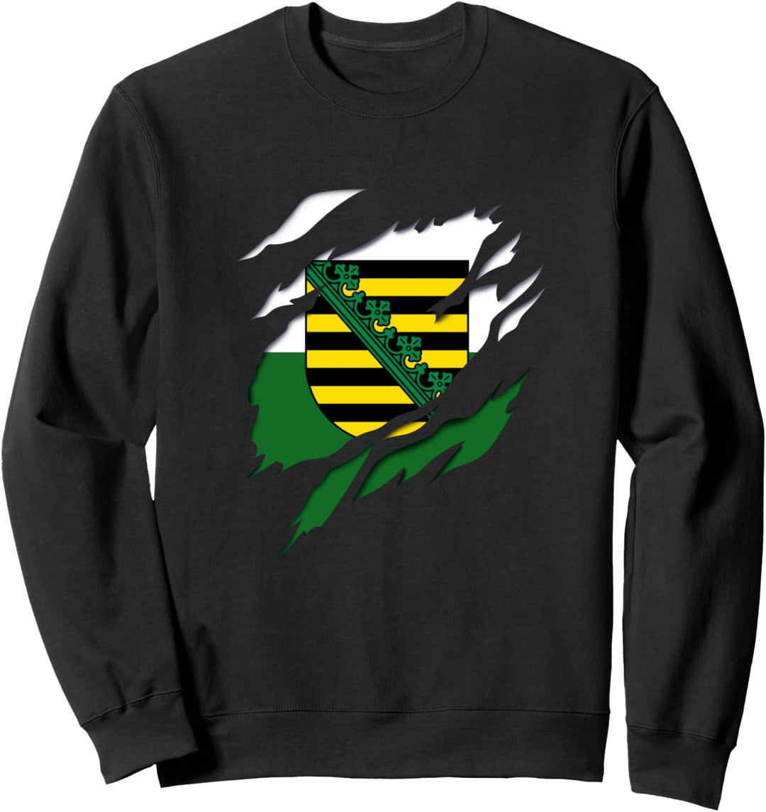 Land Freistaat Sachsen Deutsche Fahne und Wappen Sweatshirt