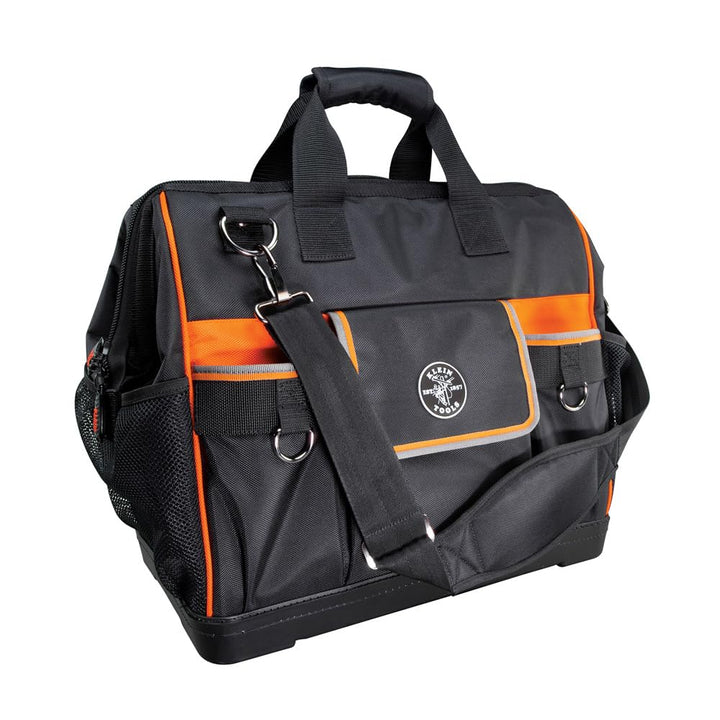 Klein Tools 55469 Tradesman Pro Werkzeugtasche, weit geöffnet, Schwarz/Orange