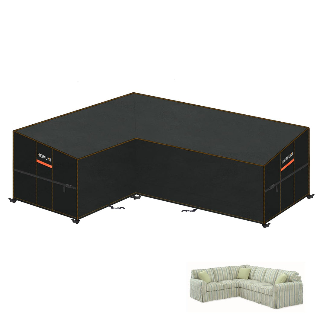 HEIMUNI Gartenmöbel Abdeckung für L-Form Sofas Wasserdicht Ecksofa Abdeckplane mit Belüftungsöffnung