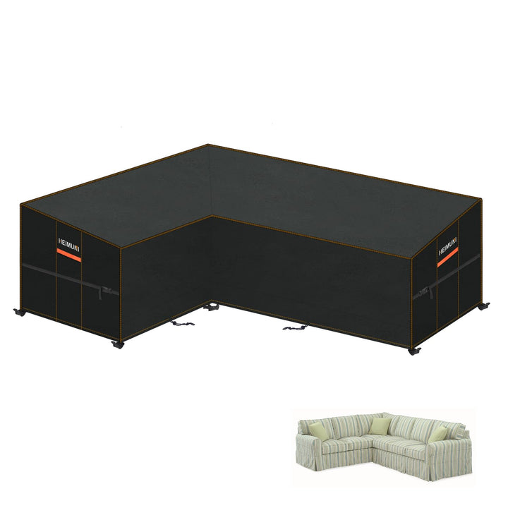 HEIMUNI Gartenmöbel Abdeckung für L-Form Sofas Wasserdicht Ecksofa Abdeckplane mit Belüftungsöffnung