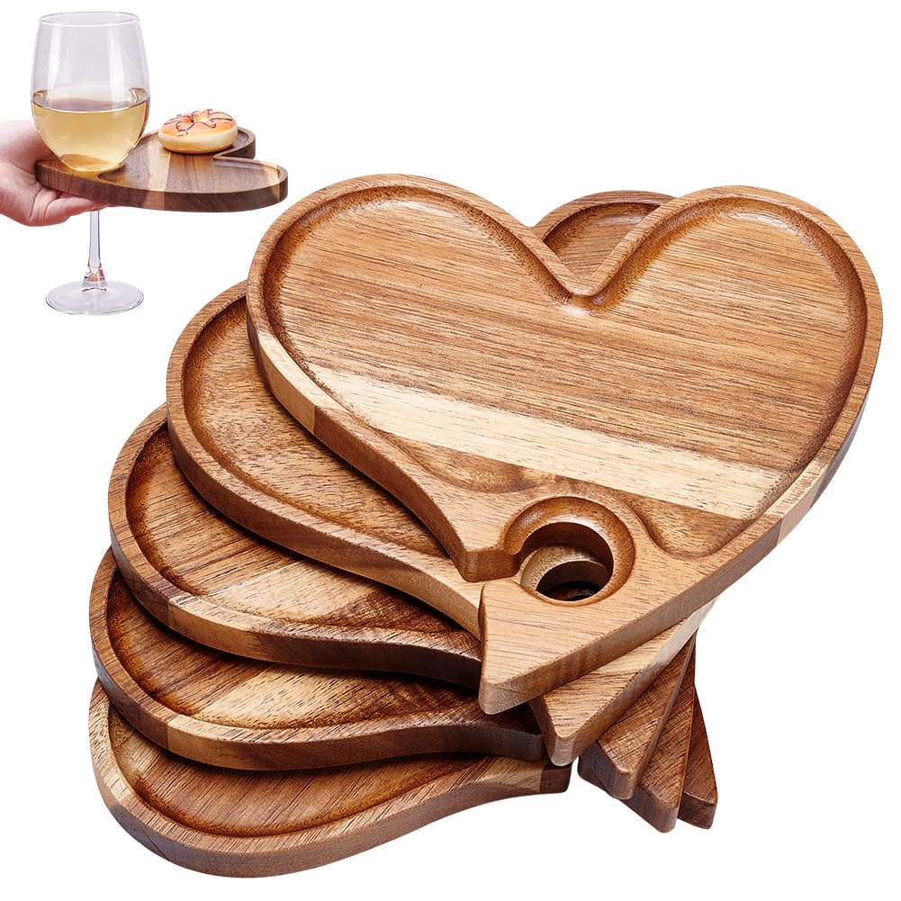 UNICRAFTALE 5 Stück Herzförmige Wein Vorspeisentabletts Wein Vorspeisenteller Aus Holz Mini Wurstbre